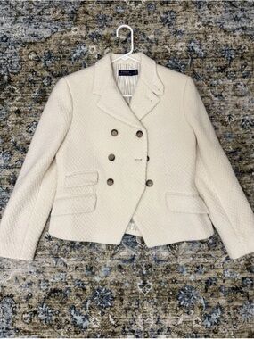 Ralph Lauren Cream Textured Double-Breasted Blazer